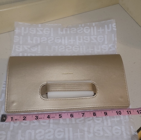 Gold Vegan Leather Clutch Bag & Wallet - Picture 5 of 13